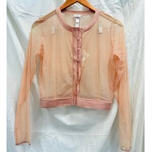 La Perla NEW Tulle Nervures Sheer Button Up Jacket EU‎ 40 US Small Pastel Pink